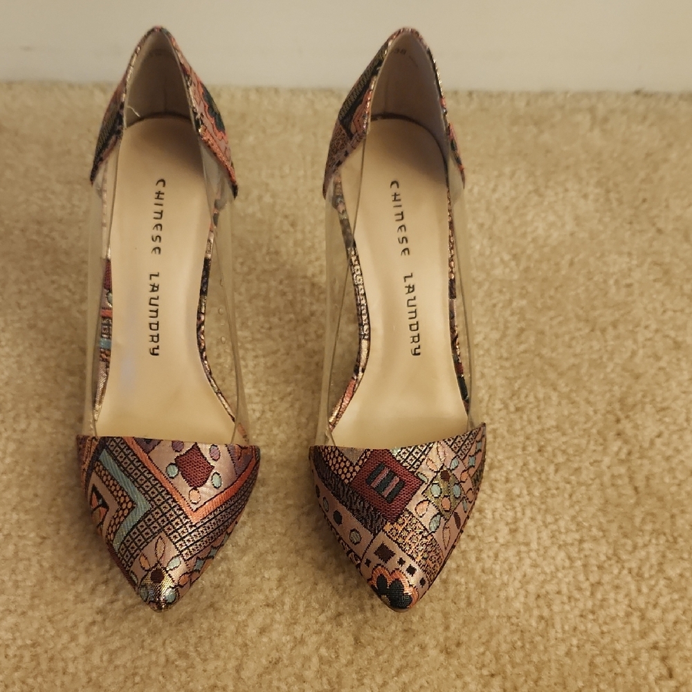 Chinese Laundry Patterned Heels - Pink and Black